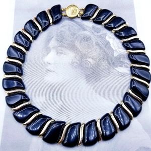 Vintage Navy and Gold Necklace